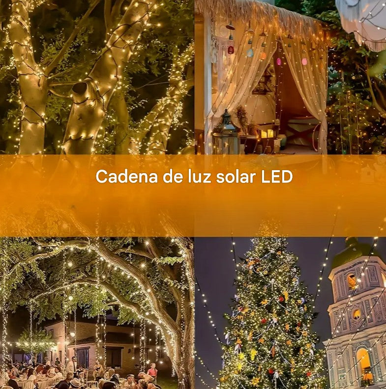 LUCES NAVIDEÑAS LED  CON PANEL SOLAR 